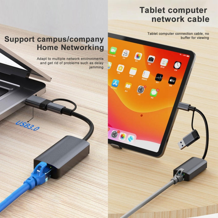 Adaptateur USB-C vers RJ45 2 en 1 pour PC Gaming