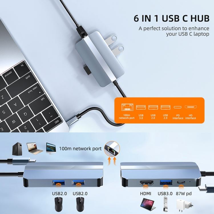 6-in-1 USB-C Hub Adapter for Gaming PC - BYL-2203