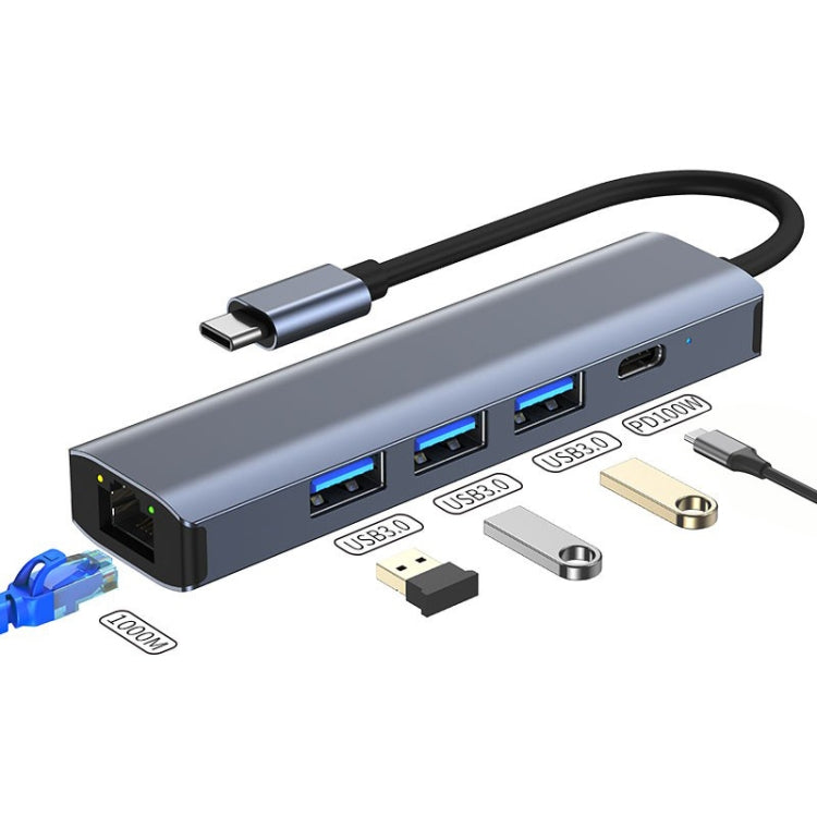 Adaptateur HUB USB-C 5 en 1 pour PC Gaming et Réseau 1000M