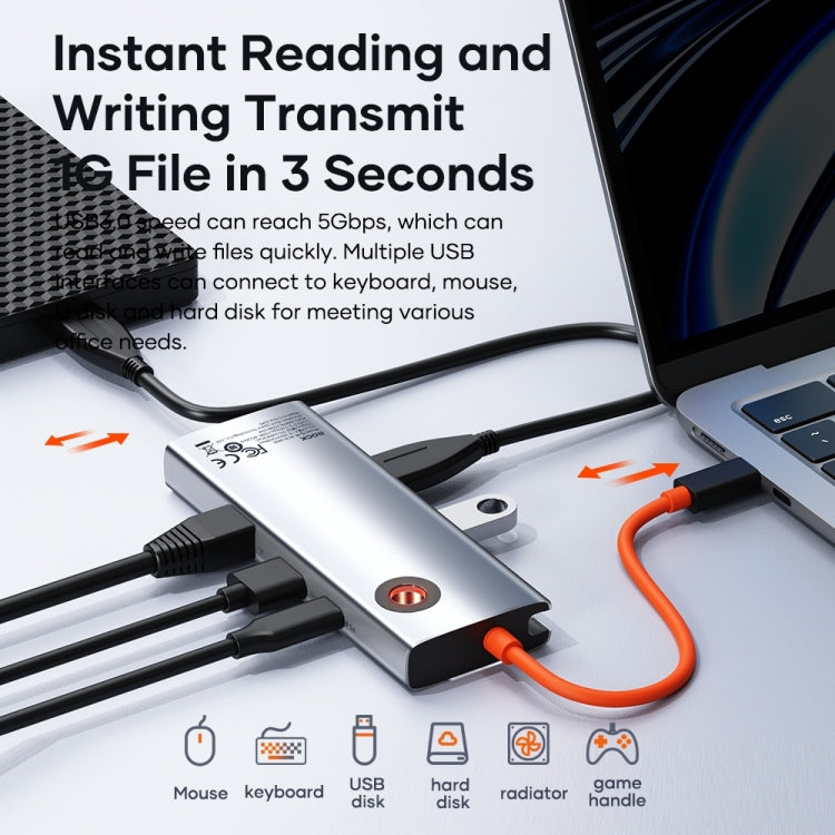 HUB USB 3.0 6 en 1 ROCK TR28 pour PC Gaming 4K