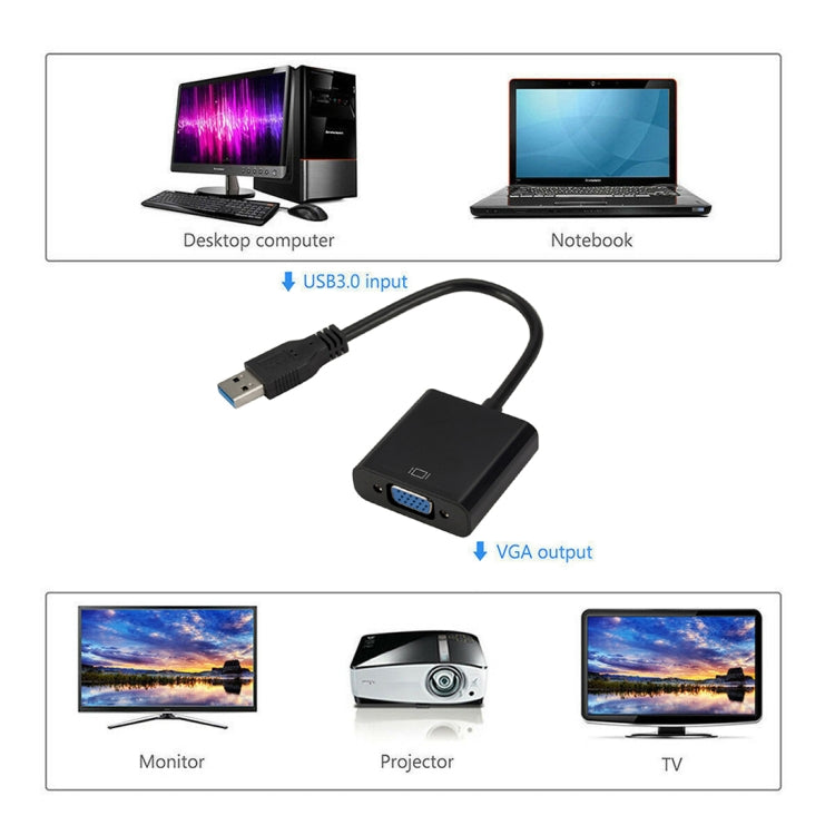 USB3.0 to VGA Cable for Gaming - 720P Resolution - Black and