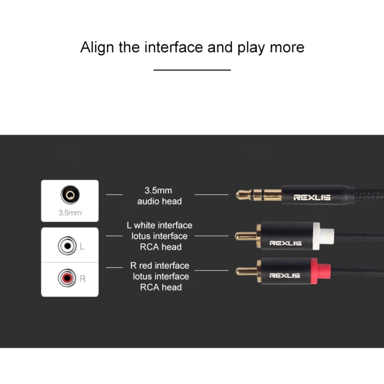 Câble audio tressé 3,5 mm vers RCA pour PC – 0,5 m