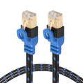 REXLIS CAT7-2 Câble réseau LAN tressé bicolore CAT7 Ethernet plat 10 Gigabit plaqué or pour modem routeur réseau LAN, avec connecteurs RJ45 blindés, longueur : 1 m, Length: 1m