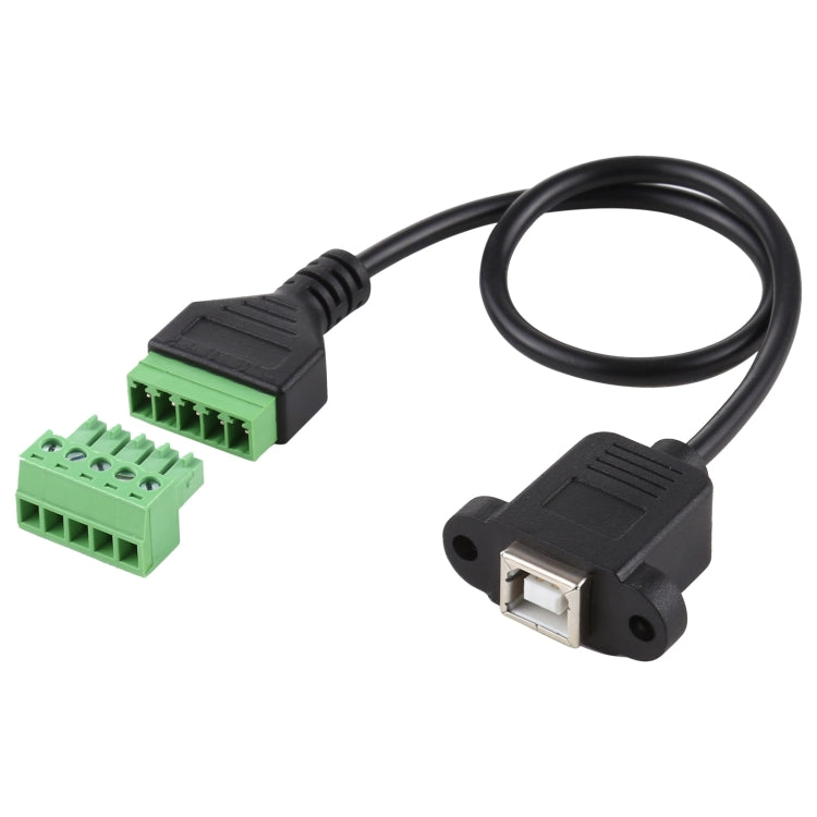 USB Type-B Female to 5 Pin Pluggable Terminals Solderless USB Connector Solderless Connection Adapter Cable, Length: 30cm, USB Type-B Female