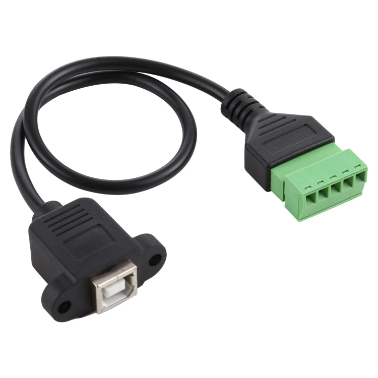 USB Type-B Female to 5 Pin Pluggable Terminals Solderless USB Connector Solderless Connection Adapter Cable, Length: 30cm, USB Type-B Female