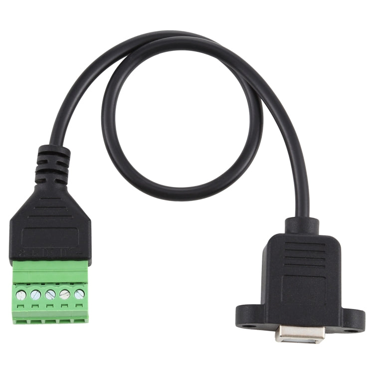 USB Type-B Female to 5 Pin Pluggable Terminals Solderless USB Connector Solderless Connection Adapter Cable, Length: 30cm, USB Type-B Female