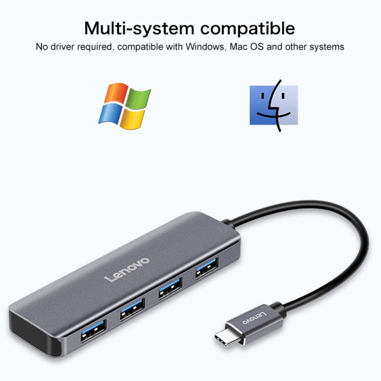 Hub Lenovo C04 Type-C 4 en 1 pour PC et accessoires gaming