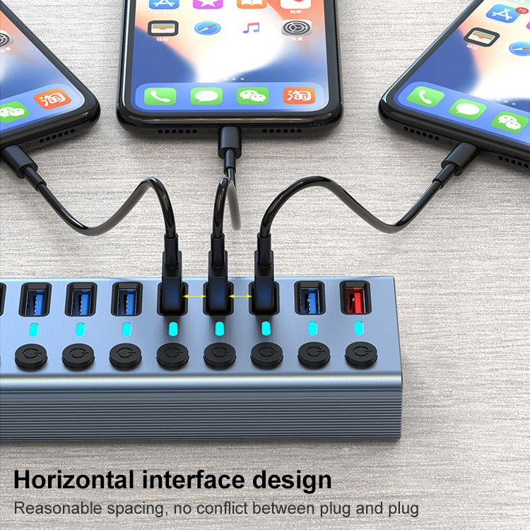 HUB USB 3.0 11 en 1 pour PC avec interrupteur et