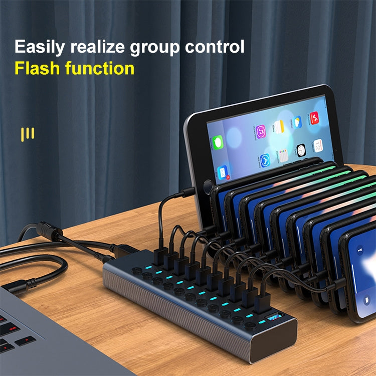HUB USB 3.0 11 en 1 pour PC avec interrupteur et