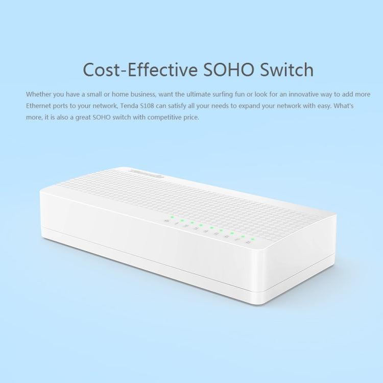 Switch Ethernet Tenda S108 8 ports pour PC gaming rapide