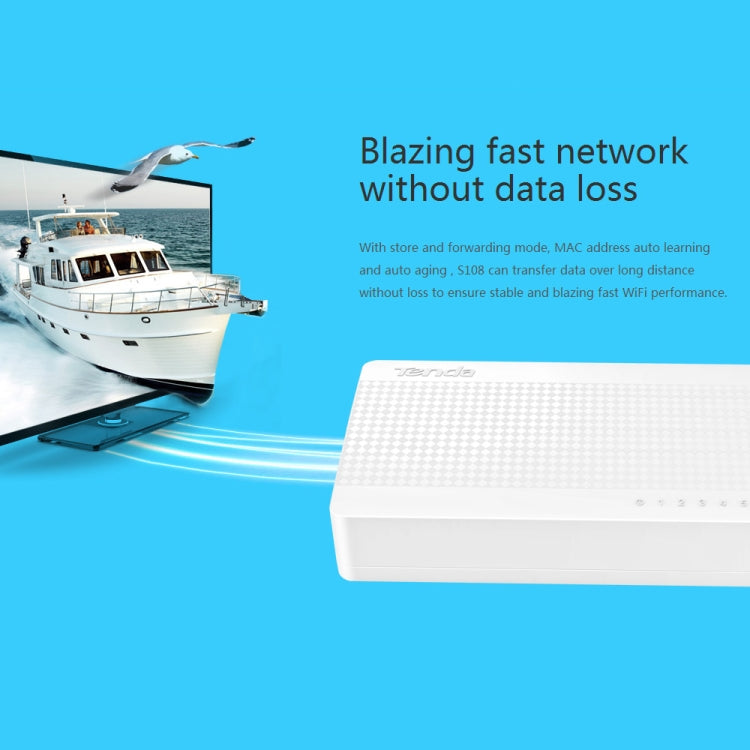 Switch Ethernet Tenda S108 8 ports pour PC gaming rapide