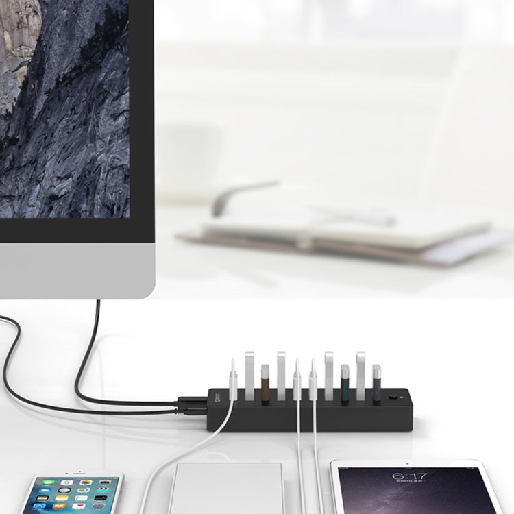 HUB USB 2.0 ORICO 10 ports pour PC - Accessoire Gaming Noir