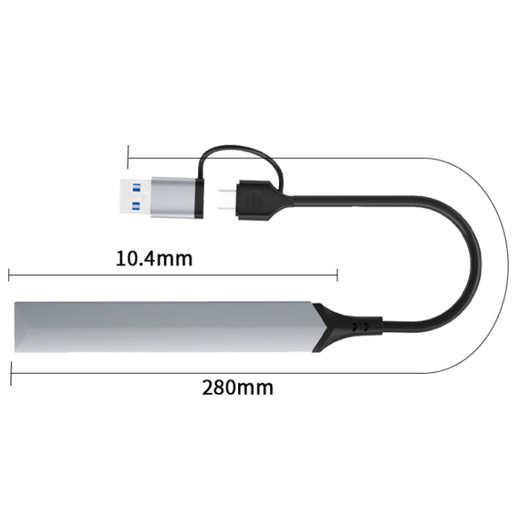 V253B Adaptateur HUB de station d'accueil multifonction USB + USB-C/Type-C vers USB 5 en 1, V253B