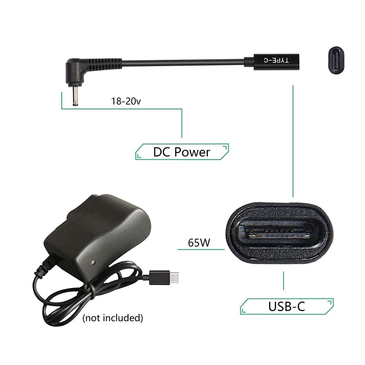 USB-C/Type-C to 4.0 x 1.35mm AC Power Adapter Charger Cable, 4.0 x 1.35mm
