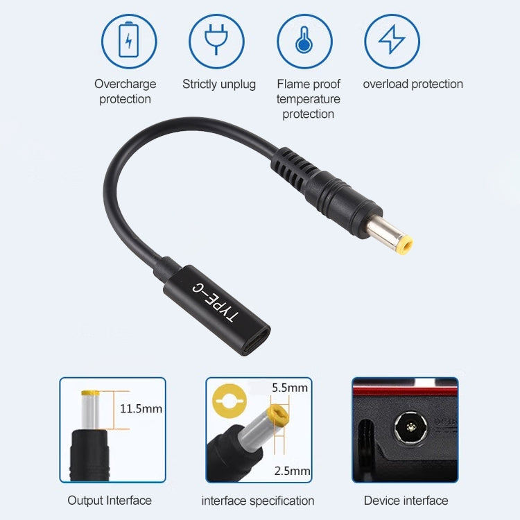 Câble USB-C vers 5,5mm pour chargeur PC gaming