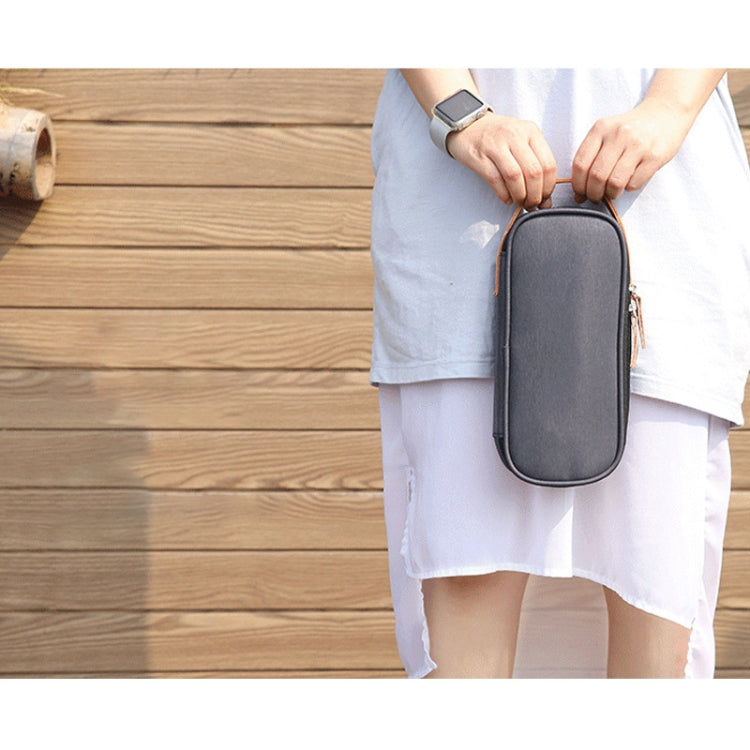 Multifunctional headphone charger data cable storage bag, ultra-fiber portable power supply, size: M, 16.5x6x23.5 cm (grey), M
