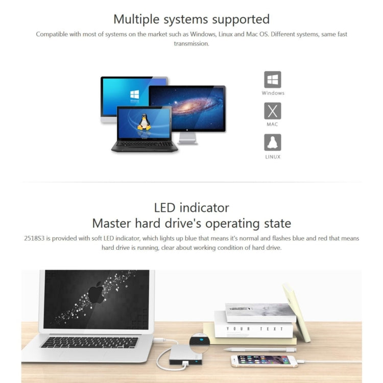 Boîtier Disque Dur Externe USB 3.0 2.5" pour SSD et HDD