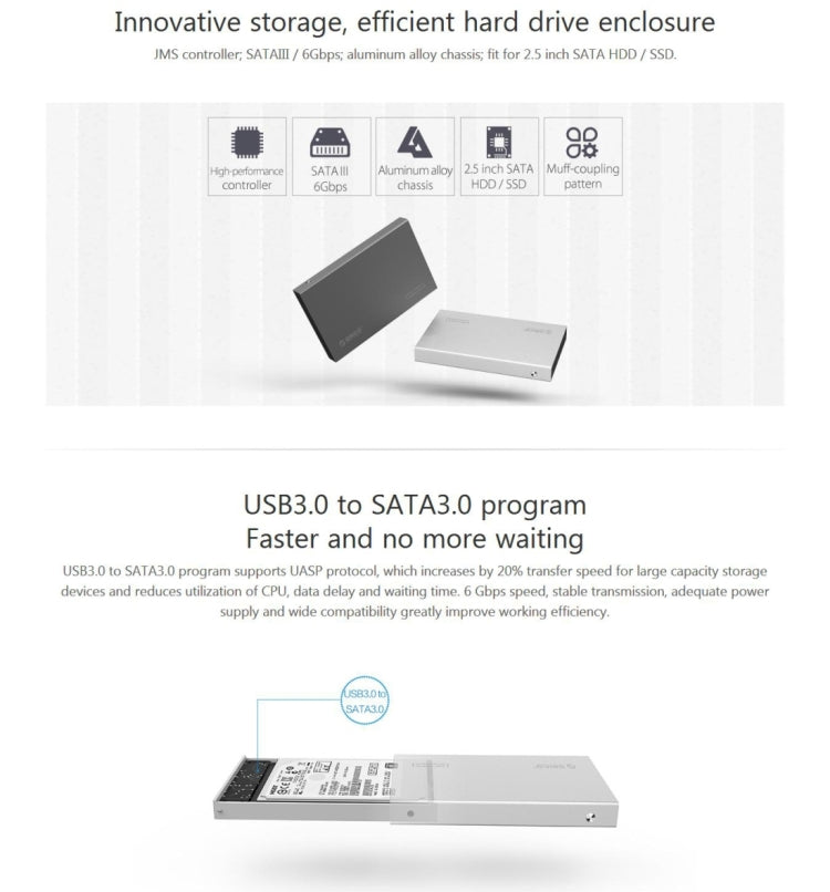 Boîtier Disque Dur Externe USB 3.0 2.5" pour SSD et HDD