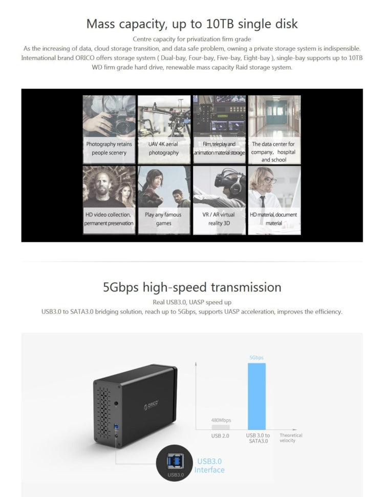 Boîtier de disque dur externe RAID USB 3.0 pour PC