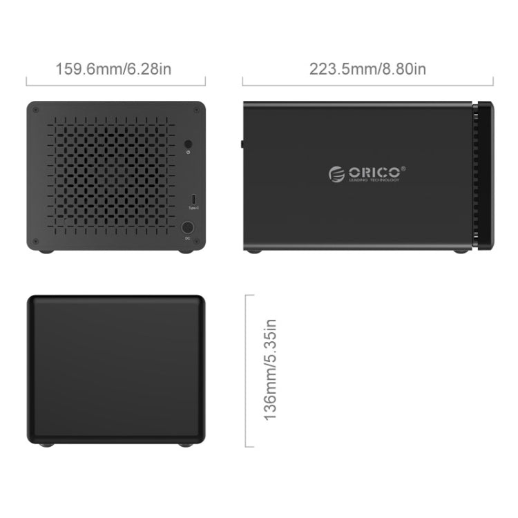 ORICO NS500-RC3 5-Bay USB-C / Type-C 3.1 to SATA External Hard Drive Enclosure Storage Case HDD Docking Station with RAID for 3.5 inch SATA HDD, UASP Protocol Supported, USB 3.1 Type-C to SATA with Raid