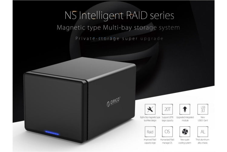 ORICO NS500-RC3 5-Bay USB-C / Type-C 3.1 to SATA External Hard Drive Enclosure Storage Case HDD Docking Station with RAID for 3.5 inch SATA HDD, UASP Protocol Supported, USB 3.1 Type-C to SATA with Raid