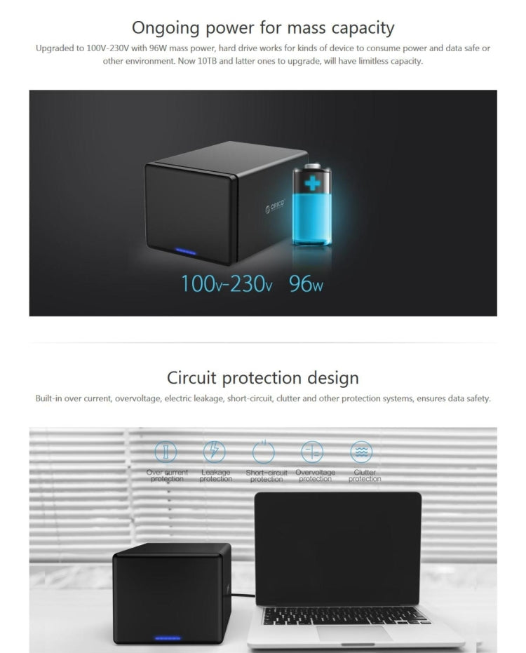 ORICO NS500-RU3 5 Bay USB 3.0 Type-B to SATA External Hard Drive Enclosure Storage Case HDD Docking Station with Raid for 3.5 inch SATA HDD, Support UASP Protocol, USB 3.0 Type-B to SATA with Raid