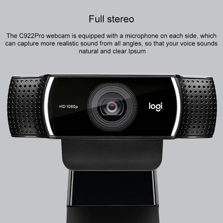 Webcam Logitech C922 HD 1080P pour Gaming avec Microphones