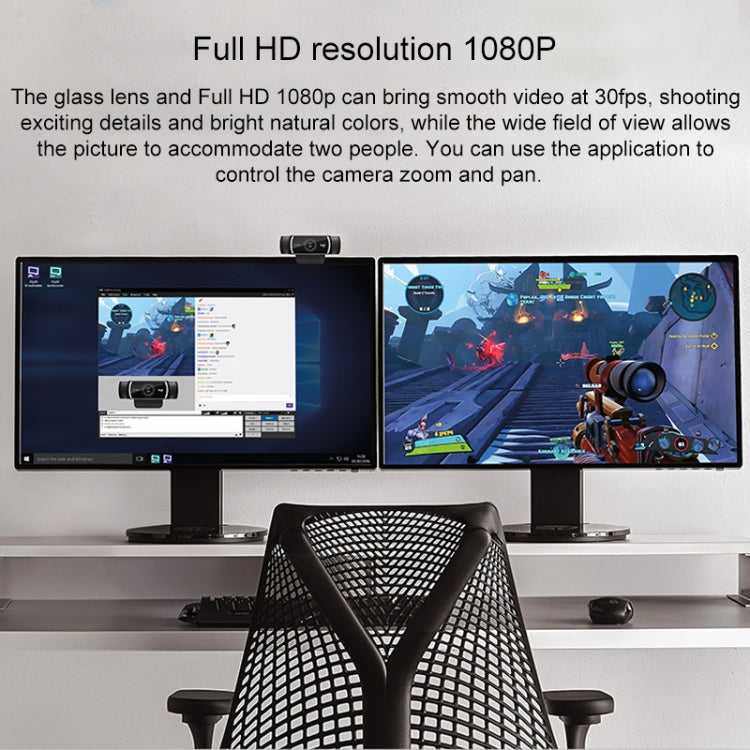 Webcam Logitech C922 HD 1080P pour Gaming avec Microphones
