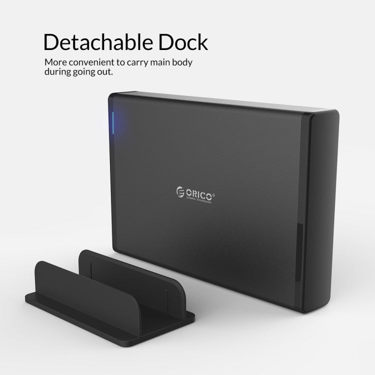 ORICO 7688C3 Boîtier de disque dur mobile USB-C / Type-C 8 To 3,5 pouces avec base amovible, longueur du câble : 1 m