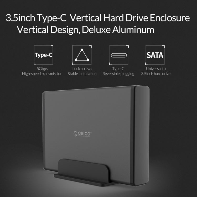 ORICO 7688C3 Boîtier de disque dur mobile USB-C / Type-C 8 To 3,5 pouces avec base amovible, longueur du câble : 1 m