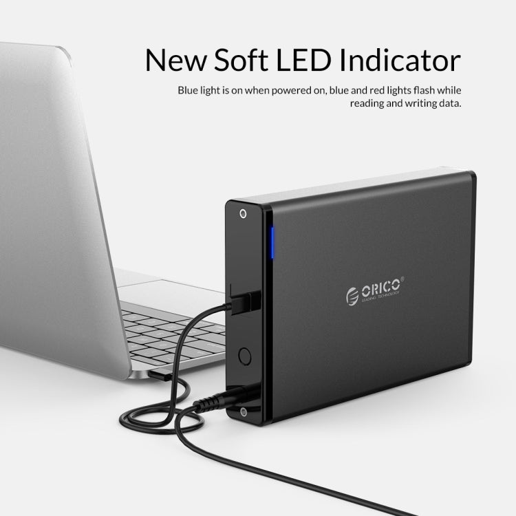 ORICO 7688C3 Boîtier de disque dur mobile USB-C / Type-C 8 To 3,5 pouces avec base amovible, longueur du câble : 1 m