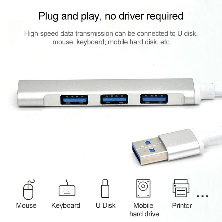 A-809 4 x adaptateur HUB USB 3.0 vers USB 3.0 en alliage d'aluminium, A-809