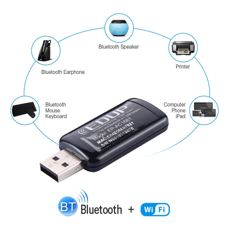 Adaptateur WiFi USB AC1200Mbps avec Bluetooth pour PC Gaming
