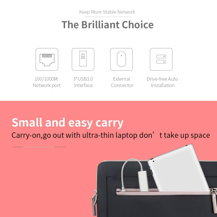 HUB USB-C Aluminium 3 Ports + Adaptateur Ethernet Gigabit