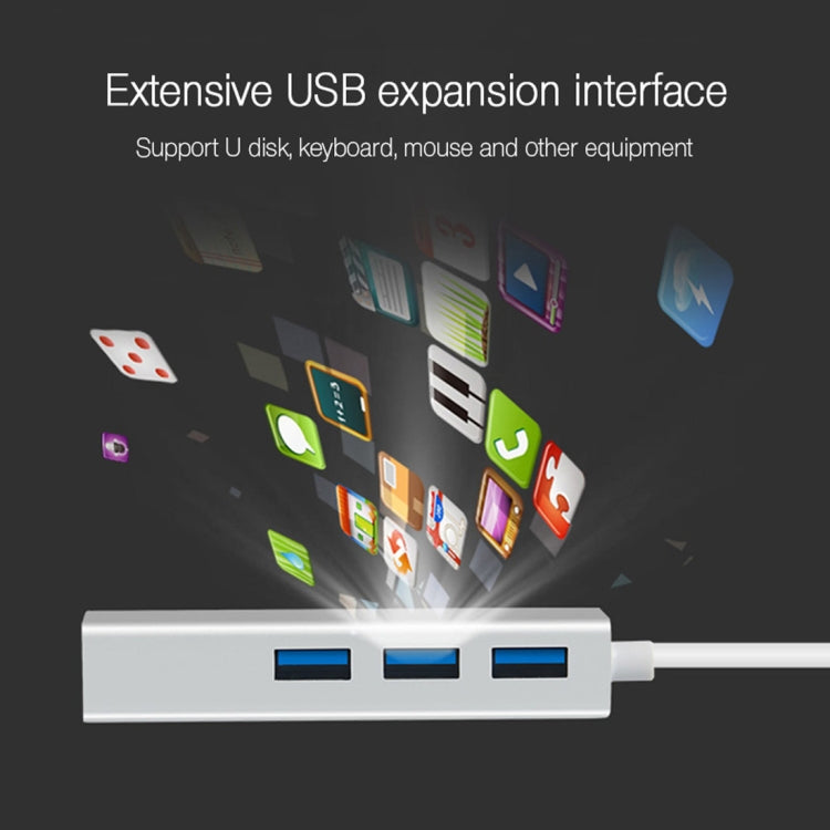 HUB USB 3.0 Aluminium 3 Ports + Adaptateur Ethernet Gigabit