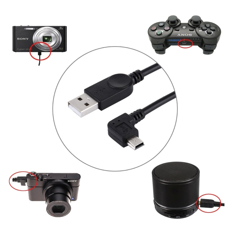 90° Mini USB Cable for PC - Charge and Data 28 cm