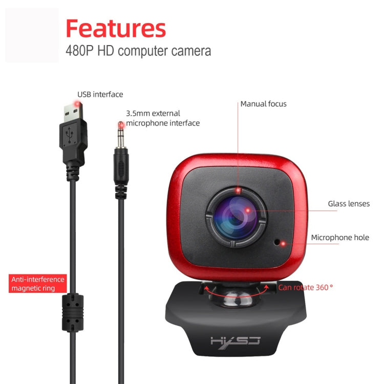 Caméra HD 480P HXSJ A849 pour PC - Accessoire Gaming 360°