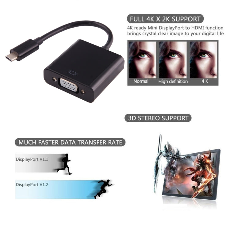 10 cm USB-C to VGA Cable for MacBook and Chromebook