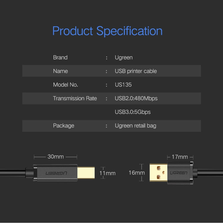 Câble USB 2.0 1m pour imprimantes Canon, Epson, HP