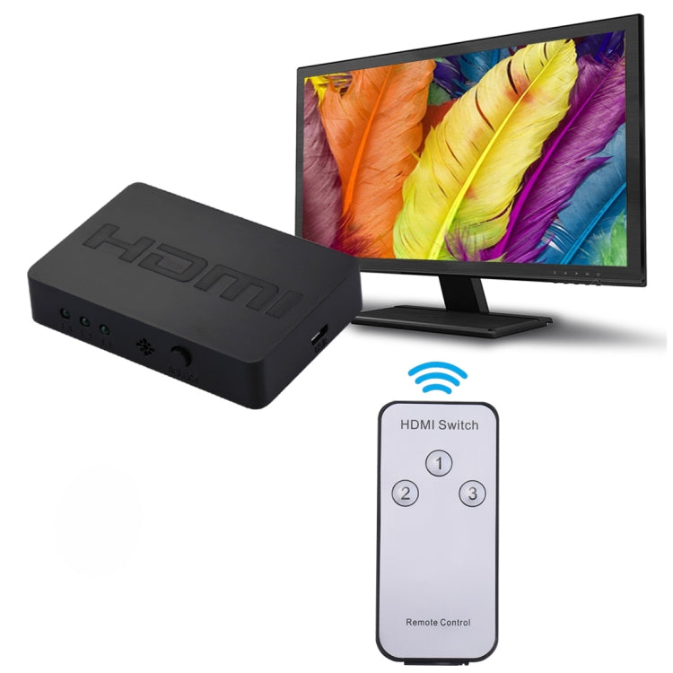 1080P 3 x 1 ports (3 ports d'entrée x 1 port de sortie) commutateur HDMI avec télécommande, 3 Inputs to 1 output
