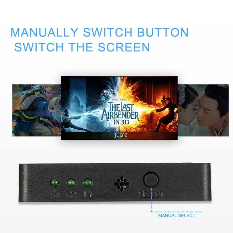 1080P 3 x 1 ports (3 ports d'entrée x 1 port de sortie) commutateur HDMI avec télécommande, 3 Inputs to 1 output