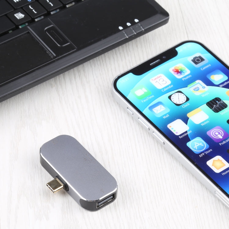 3-in-1 USB-C / Type-C Male to USB-C / Type-C + USB + DP Female Adapter, USB-C / Type-C + USB + DP Charging