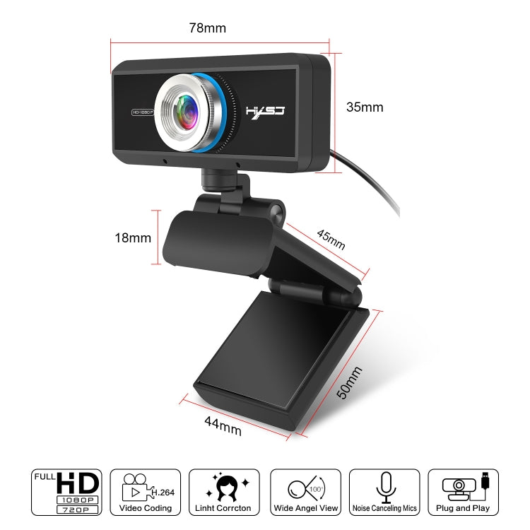 HXSJ S4 1080P HD Webcam with Microphone for Gaming PC
