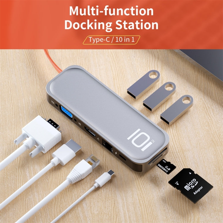 10-in-1 Type-C Hub Adapter for Gaming and Multimedia PCs