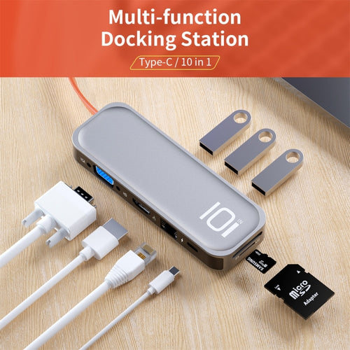 Adaptateur HUB 10 en 1 Type-C pour PC Gaming et Multimédia
