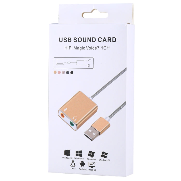 Coque en alliage d'aluminium carte son externe USB virtuel 7.1 canaux avec câble de 13 cm pour ordinateur portable, USB