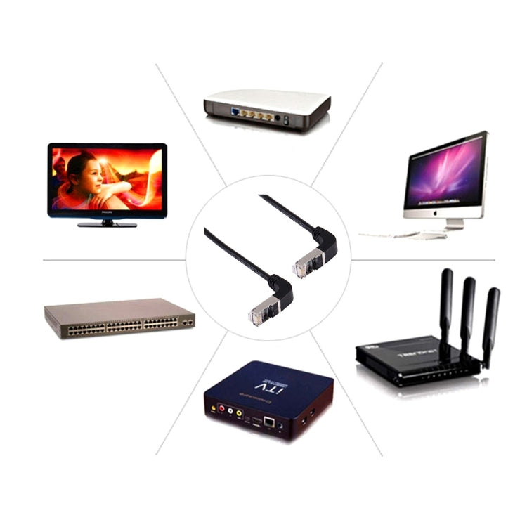 1m Angled RJ45 LAN Network Cable for Gaming PC