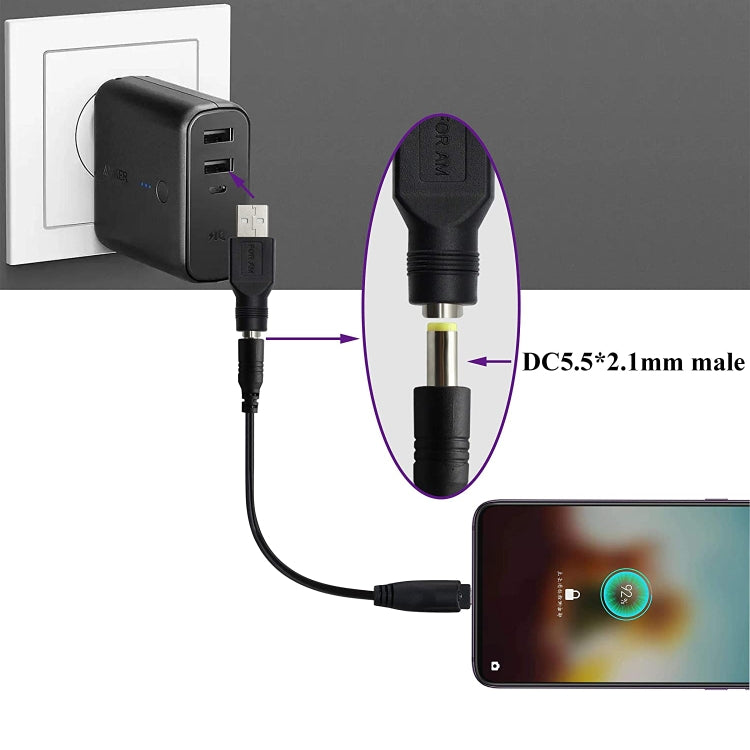 Adaptateur USB Mâle vers Prise 5.5 x 2.1 mm pour Gaming