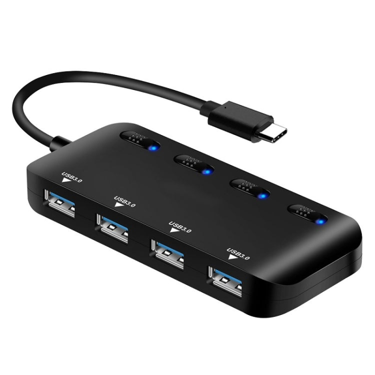 USB-C 4-Port 3.0 Hub with Switch - Gaming Accessory