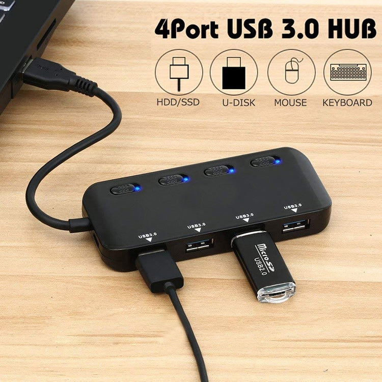 USB-C 4-Port 3.0 Hub with Switch - Gaming Accessory